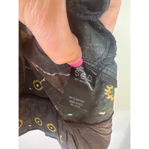 NWT Sea New York Perle Print Puff Sleeve Ruffled Cotton Black Mini Dress - Picture 7 of 9